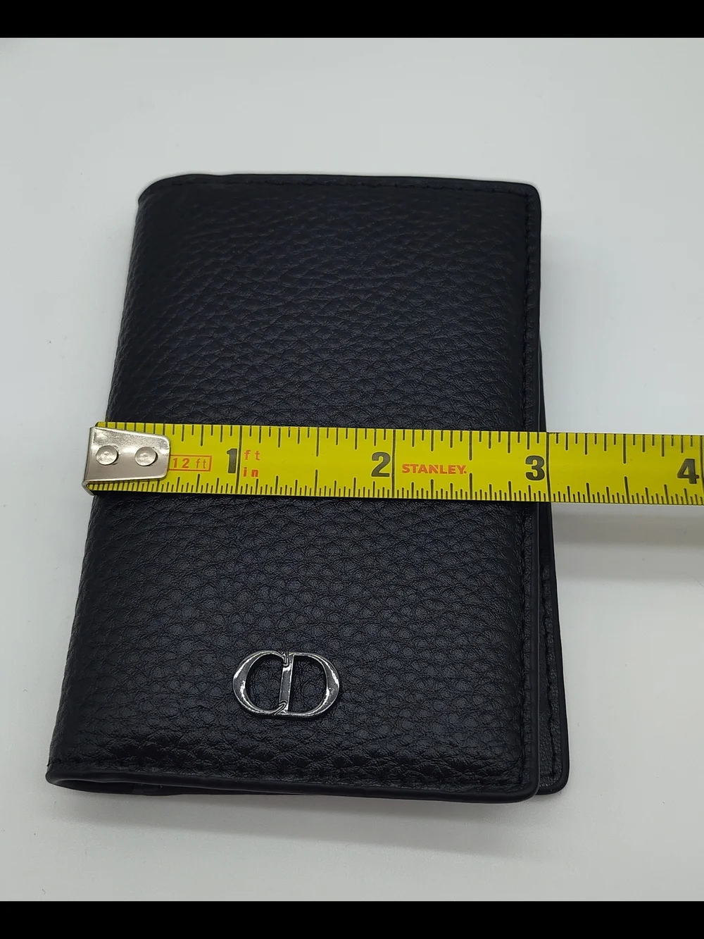 DIOR Parfum Black Pebbled Cowhide Leather Card Holder Wallet Box Dust Bag NIB